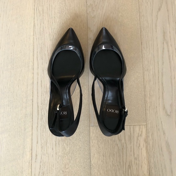 RODO Black Leather Slingback Shoes - Picture 6 of 8